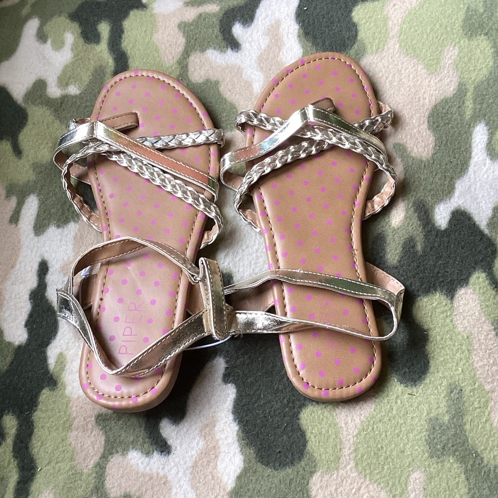 New Piper Silver and Pink Kids Sandals